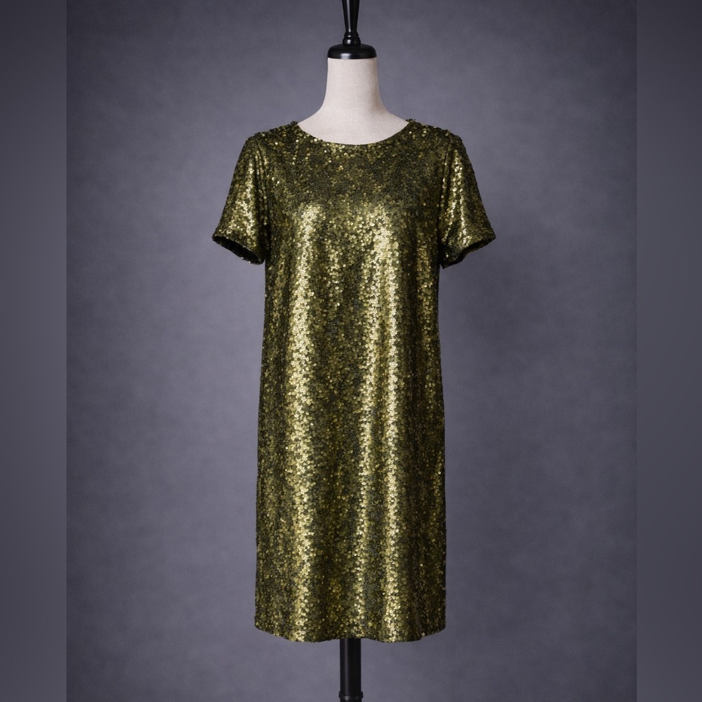 Green Gold Sequin Mini Dress